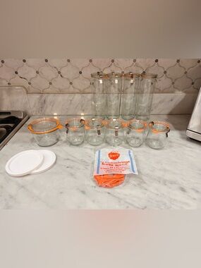 WECK Glass Jar Bundle – Tulip + Cylinder + Bowl – Lids, Clips, Rings Included